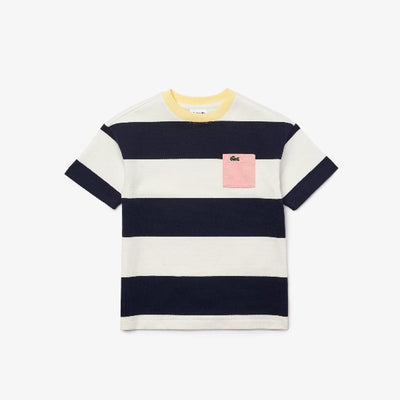 Shop The Latest Collection Of Outlet - Lacoste Girls' Crew Neck Rugby Striped Cotton T-Shirt - Tj0240 In Lebanon