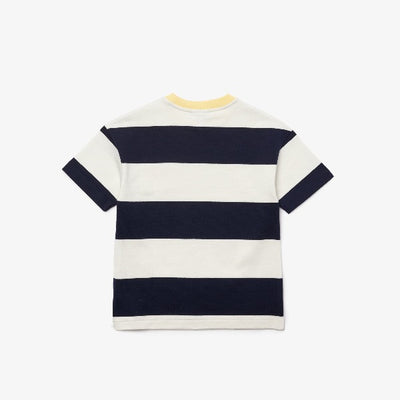 Girls' Crew Neck Rugby Striped Cotton T-Shirt - Tj0240