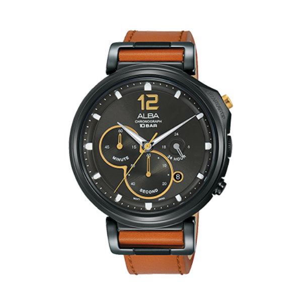 Shop The Latest Collection Of Outlet - Alba Flagship Blk Dial Brwn Leather - At3D69X1 In Lebanon