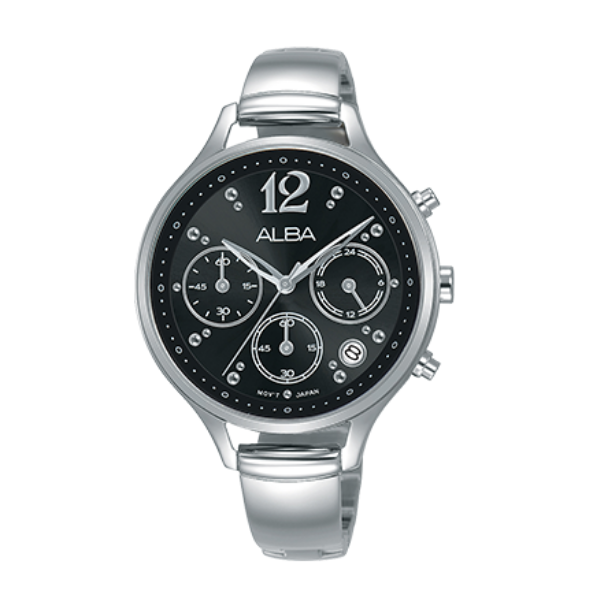 Shop The Latest Collection Of Outlet - Alba Fashion Blk Dial Silver Leather - At3F03X1 In Lebanon