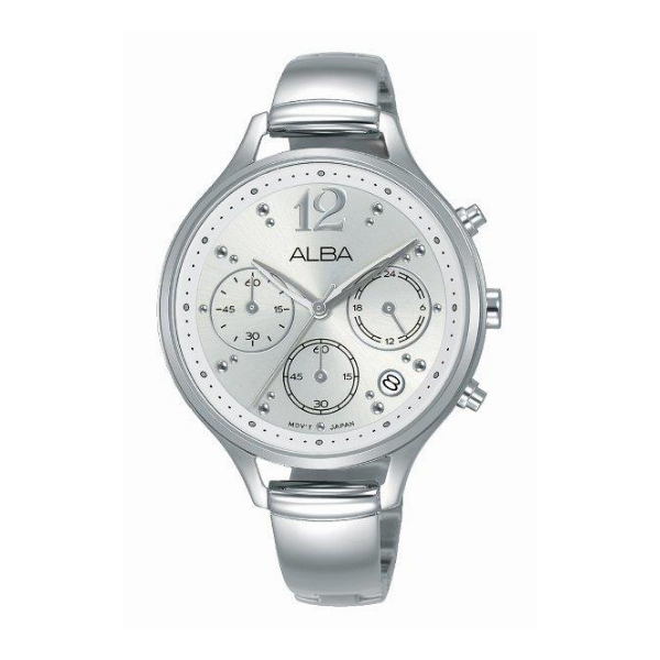 Shop The Latest Collection Of Outlet - Alba Fashion White Dial Silver Leather - At3F05X1 In Lebanon