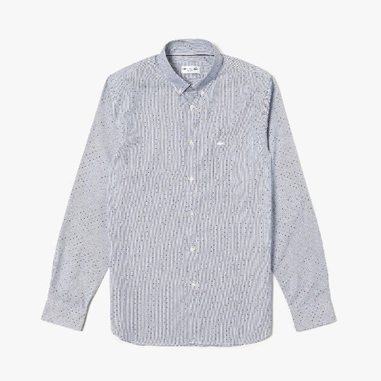 Shop The Latest Collection Of Outlet - Lacoste Men'S Slim Fit Printed Cotton Poplin Shirt - Ch9743 In Lebanon