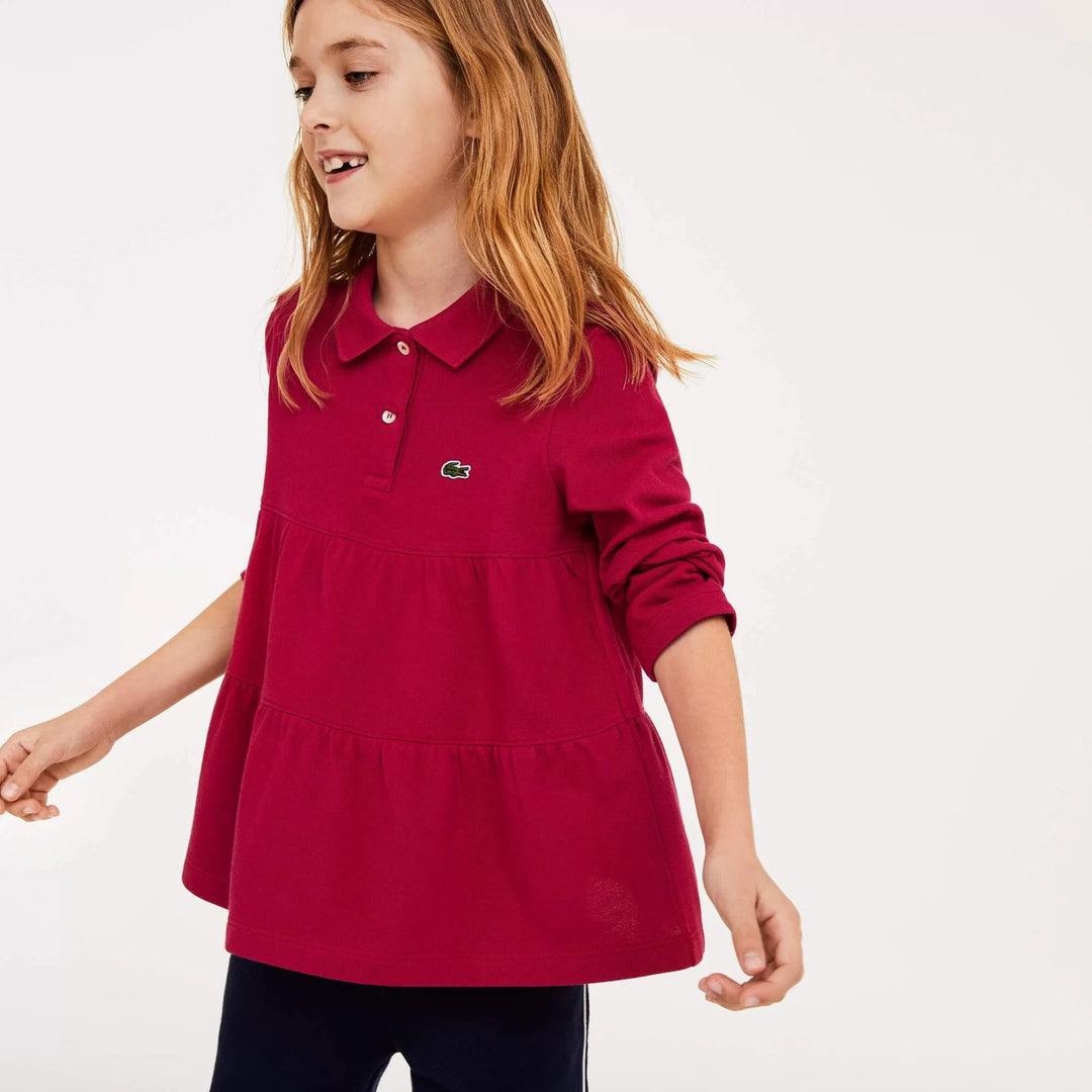 Shop The Latest Collection Of Outlet - Lacoste Girls' Lacoste Flounced Cotton Pique Polo Shirt - Pj9305 In Lebanon
