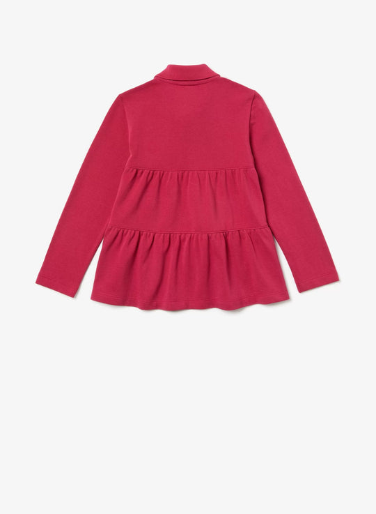 Girls' Lacoste Flounced Cotton Pique Polo Shirt - Pj9305