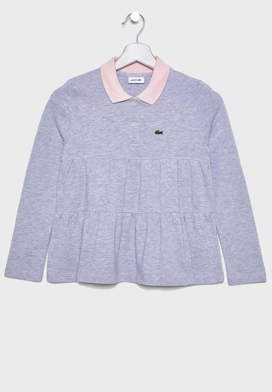 Girls' Lacoste Flounced Cotton Pique Polo Shirt - Pj9305