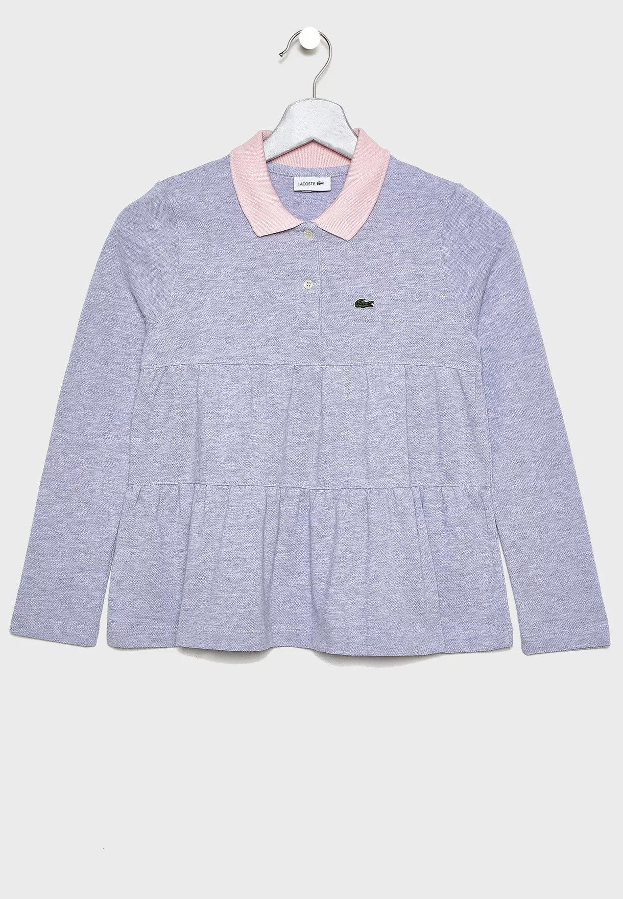Girls' Lacoste Flounced Cotton Pique Polo Shirt - PJ9305