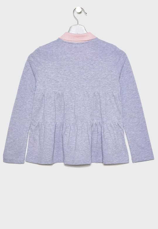 Girls' Lacoste Flounced Cotton Pique Polo Shirt - Pj9305