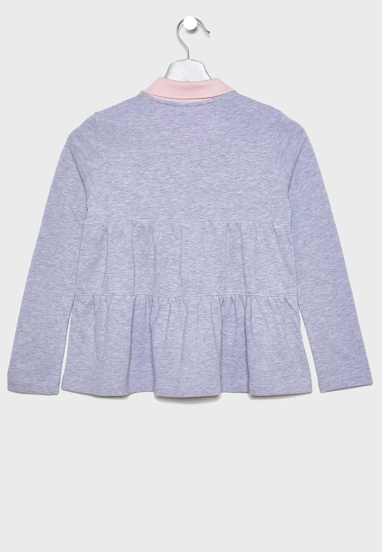 Girls' Lacoste Flounced Cotton Pique Polo Shirt - PJ9305