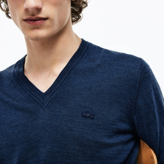 Men's V-Neck Wool Jersey Sweater - Ah2987