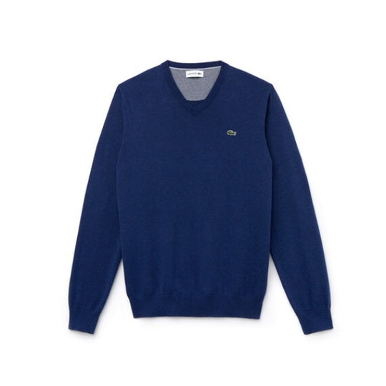 Men's V-Neck Caviar Pique Accent Cotton Jersey Sweater - AH4087