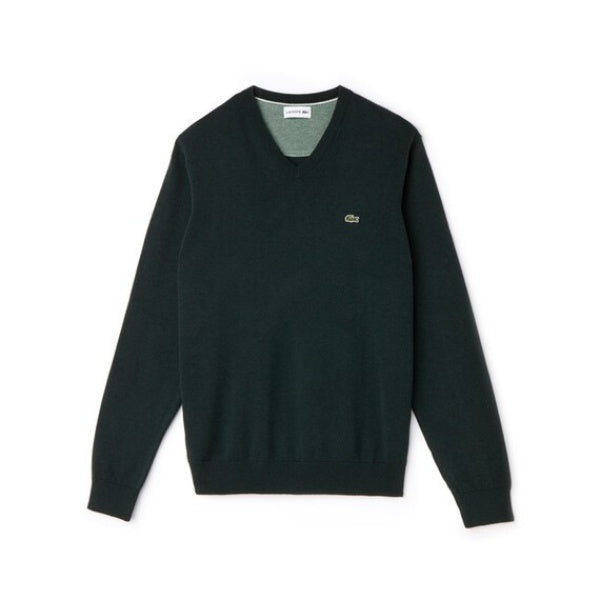 Men's V-Neck Caviar Pique Accent Cotton Jersey Sweater - AH4087
