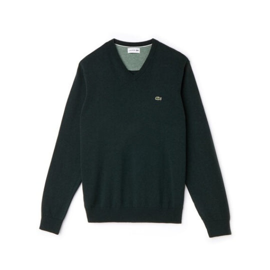 Men's V-Neck Caviar Pique Accent Cotton Jersey Sweater - AH4087
