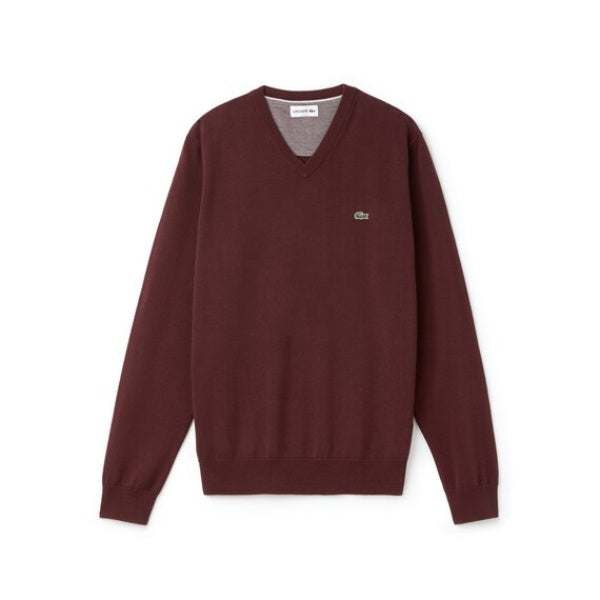 Men's V-Neck Caviar Pique Accent Cotton Jersey Sweater - AH4087