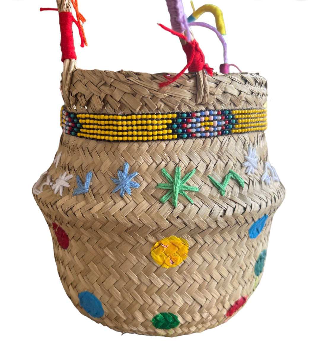Shop The Latest Collection Of Ema Accessories Straw Basket - Mix Design With Yellow Strap In Lebanon