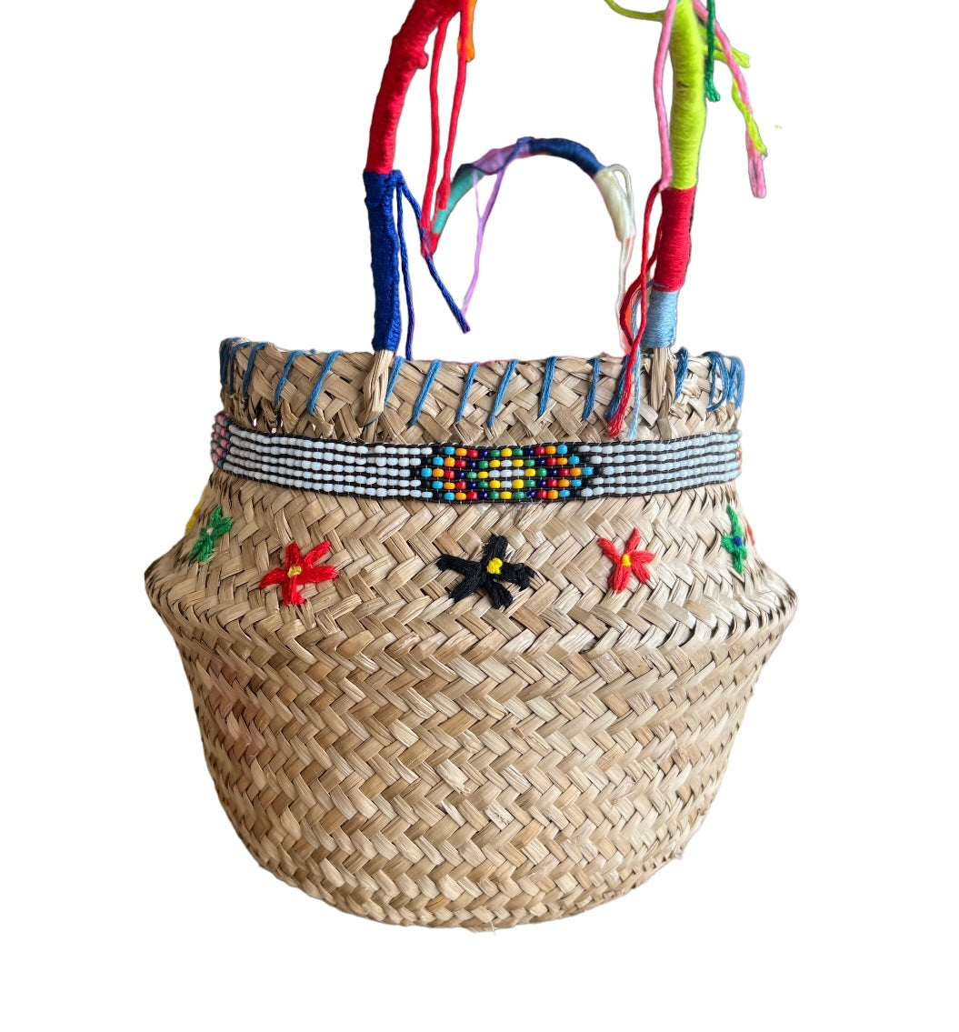 Shop The Latest Collection Of Ema Accessories Straw Basket - Multicolor Flowers In Lebanon