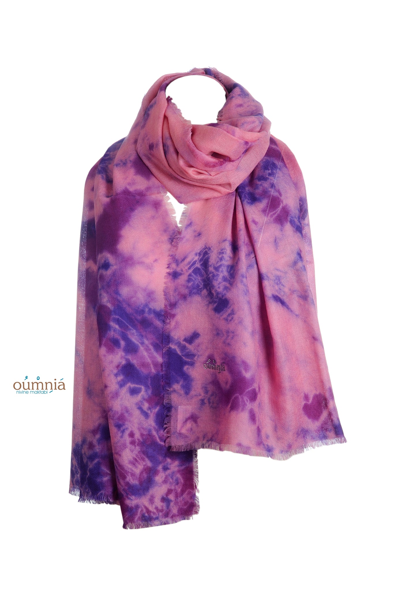 Tie Dye purple/pink large cashmere shawl