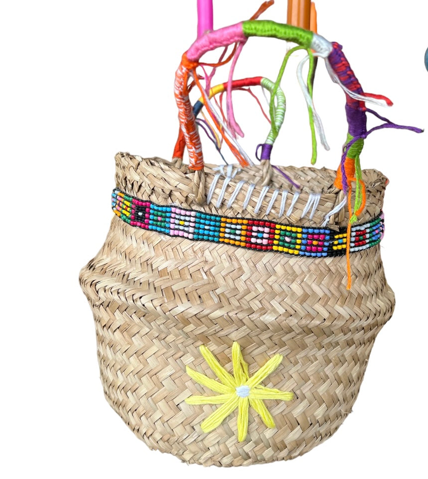Shop The Latest Collection Of Ema Accessories Straw Basket - Yellow Flower With Strap In Lebanon